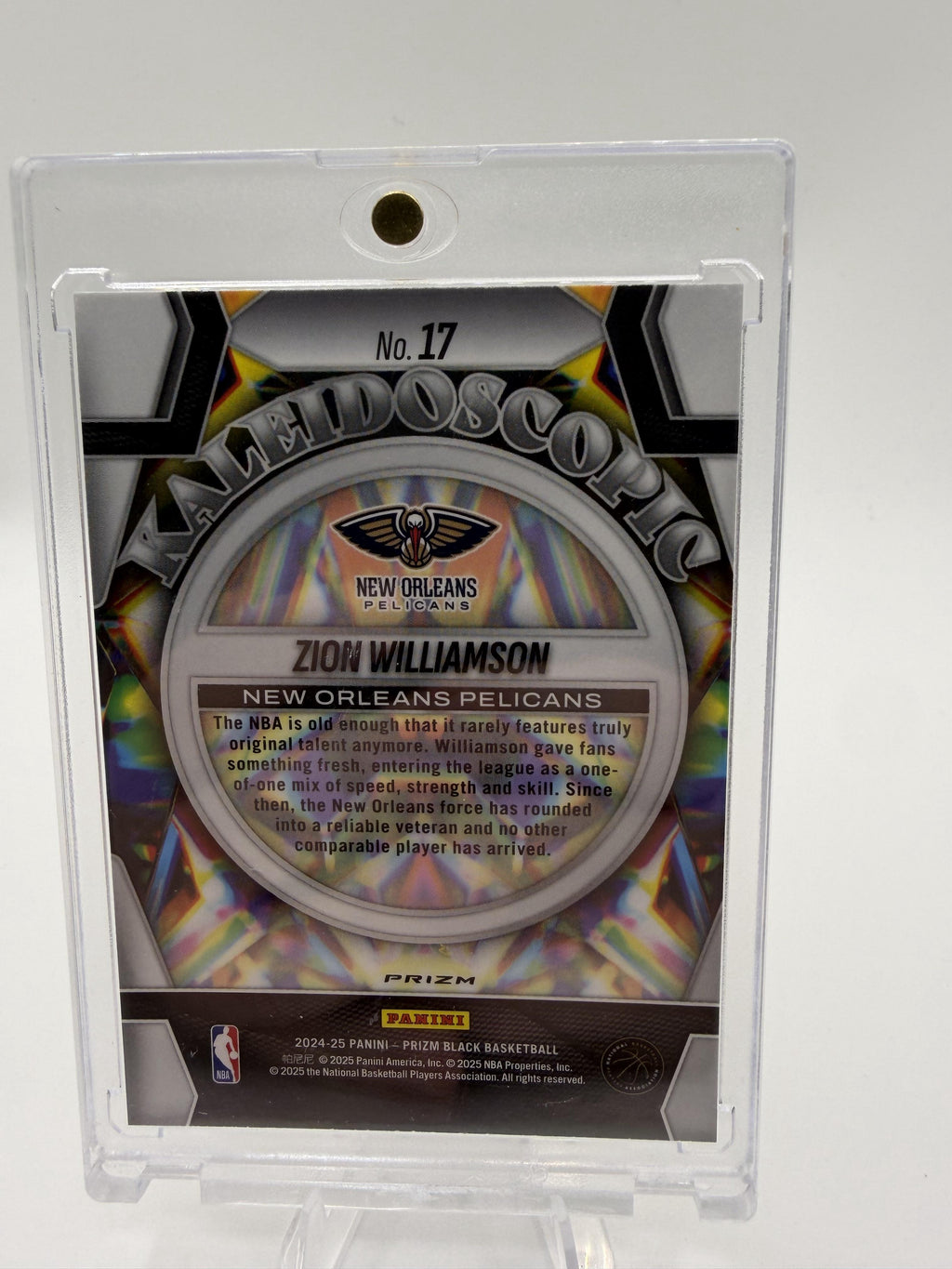 2024-25 Panini Prizm Black Zion Williamson Kaleidoscopic Silver Prizm Card #17