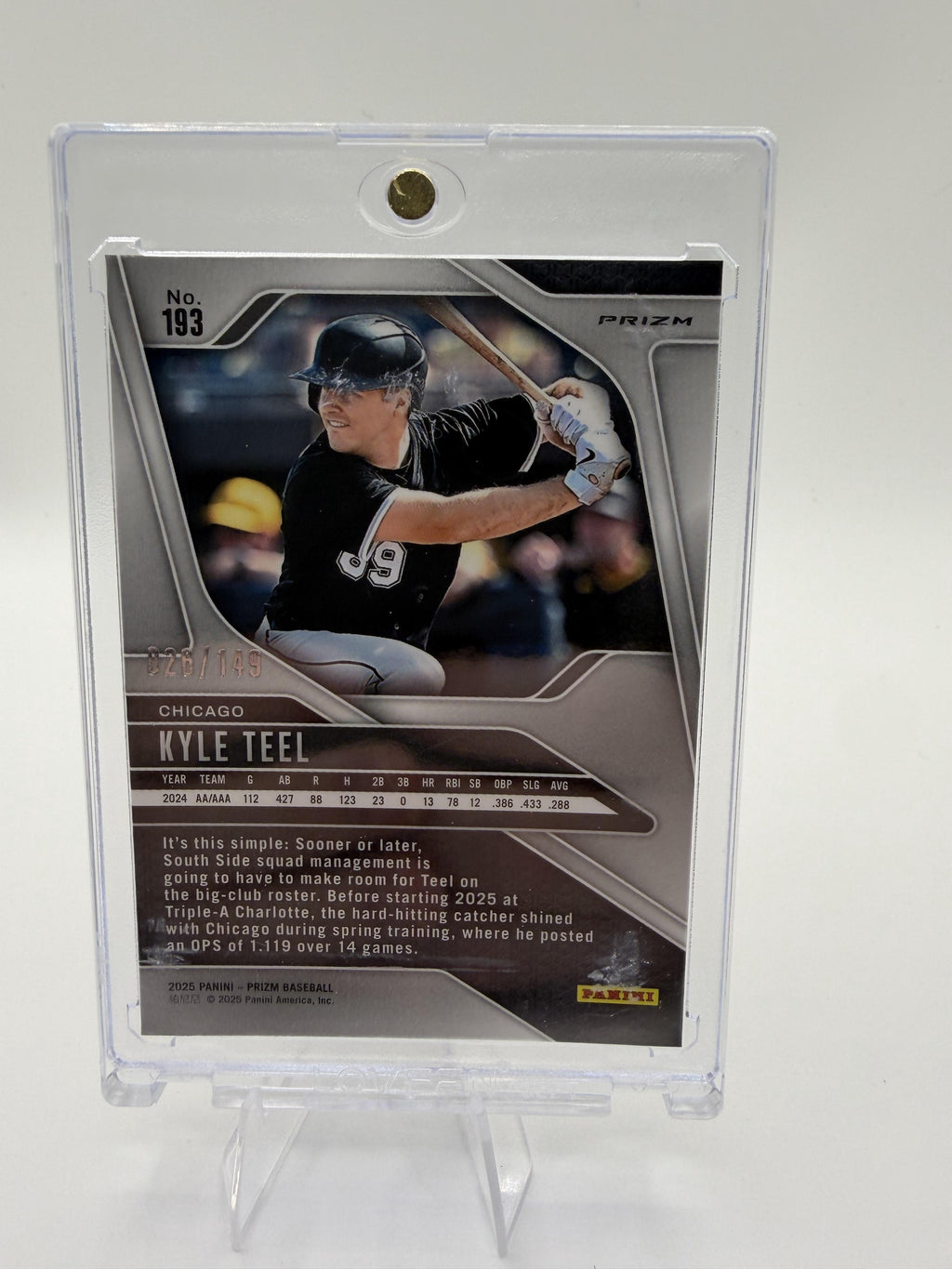 2025 Panini Prizm Baseball Kyle Teel Purple Prizm Card /149 #193 Red Sox
