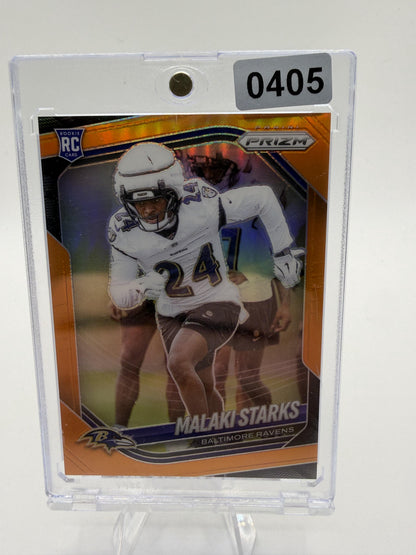 2025 Panini Prizm Malaki Starks Orange Prizm Card /249 #310 Ravens Rookie RC