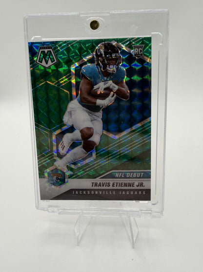 2021 Panini Mosaic Travis Etienne Jr. NFL Debut Green Mosaic Prizm Card #253 RC
