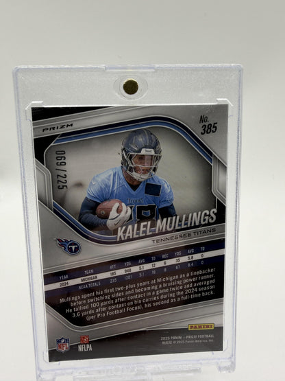 2025 Panini Prizm Kalel Mullings Rookie Card RC Purple Pulsar /225 #385 Titans