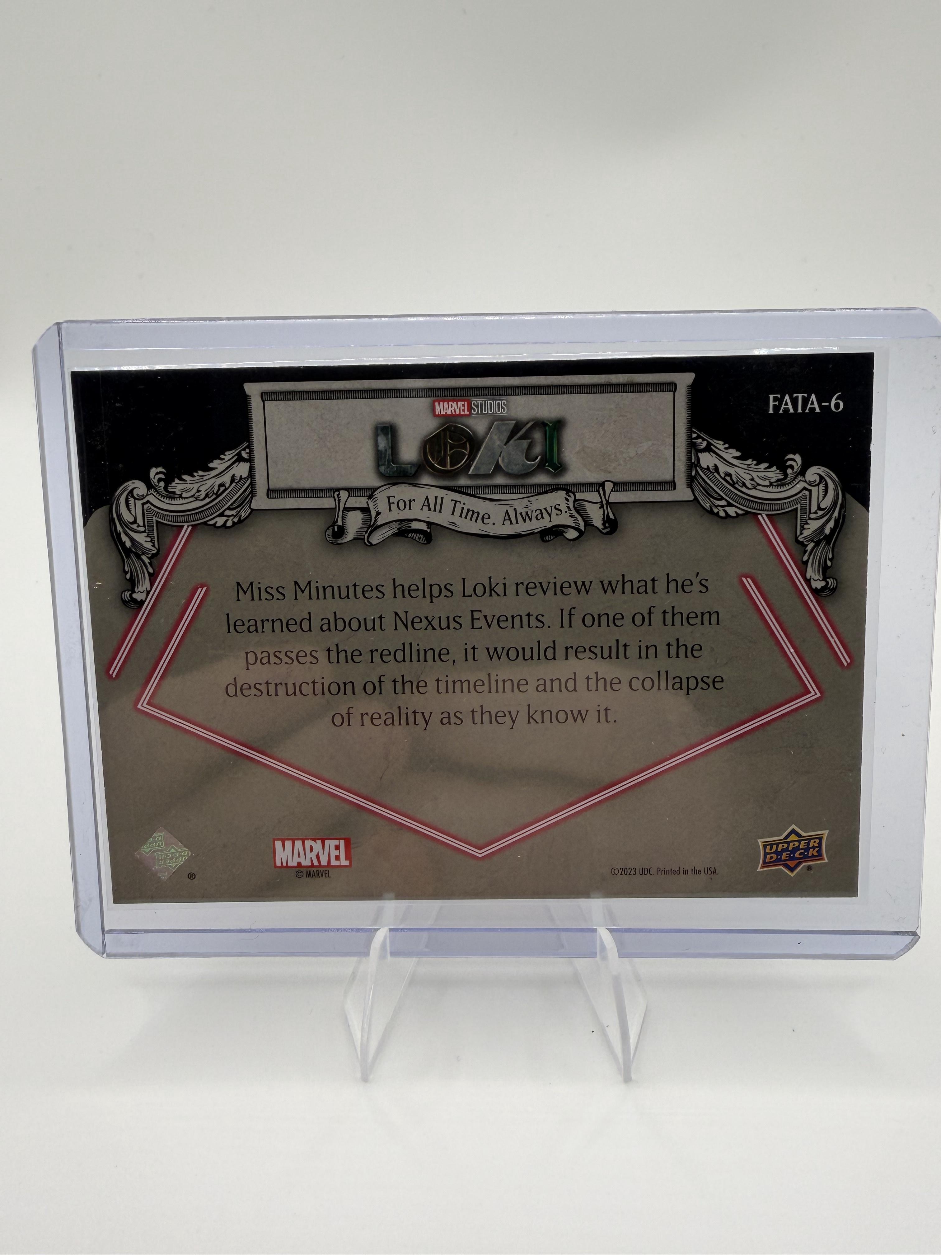 2023 Upper Deck Marvel Loki Reviewing Nexus Events Miss Minutes Card #FATA-6