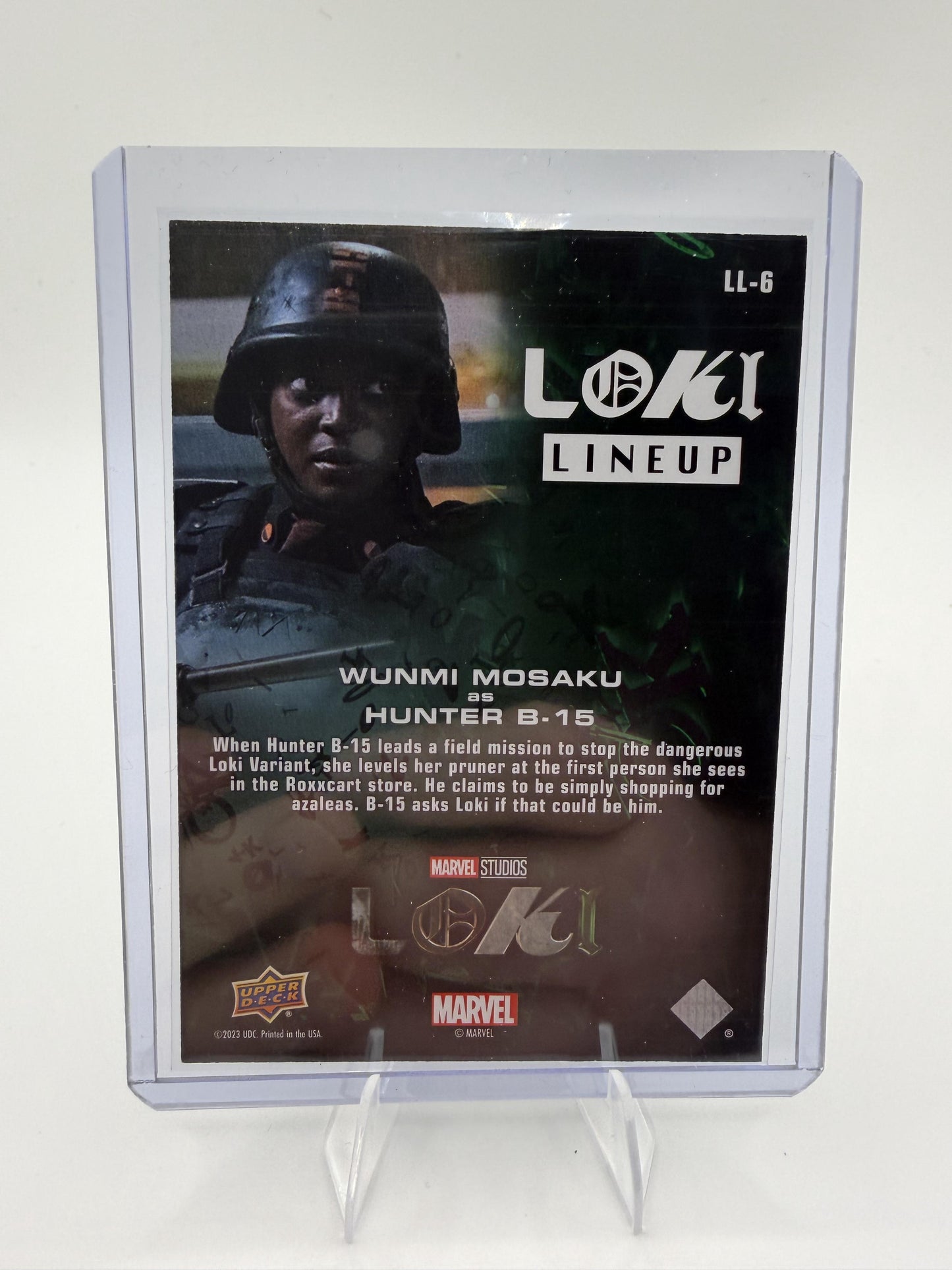 2023 Upper Deck Marvel Loki Hunter B-15 Wunmi Mosaku Lineup Card #LL-6