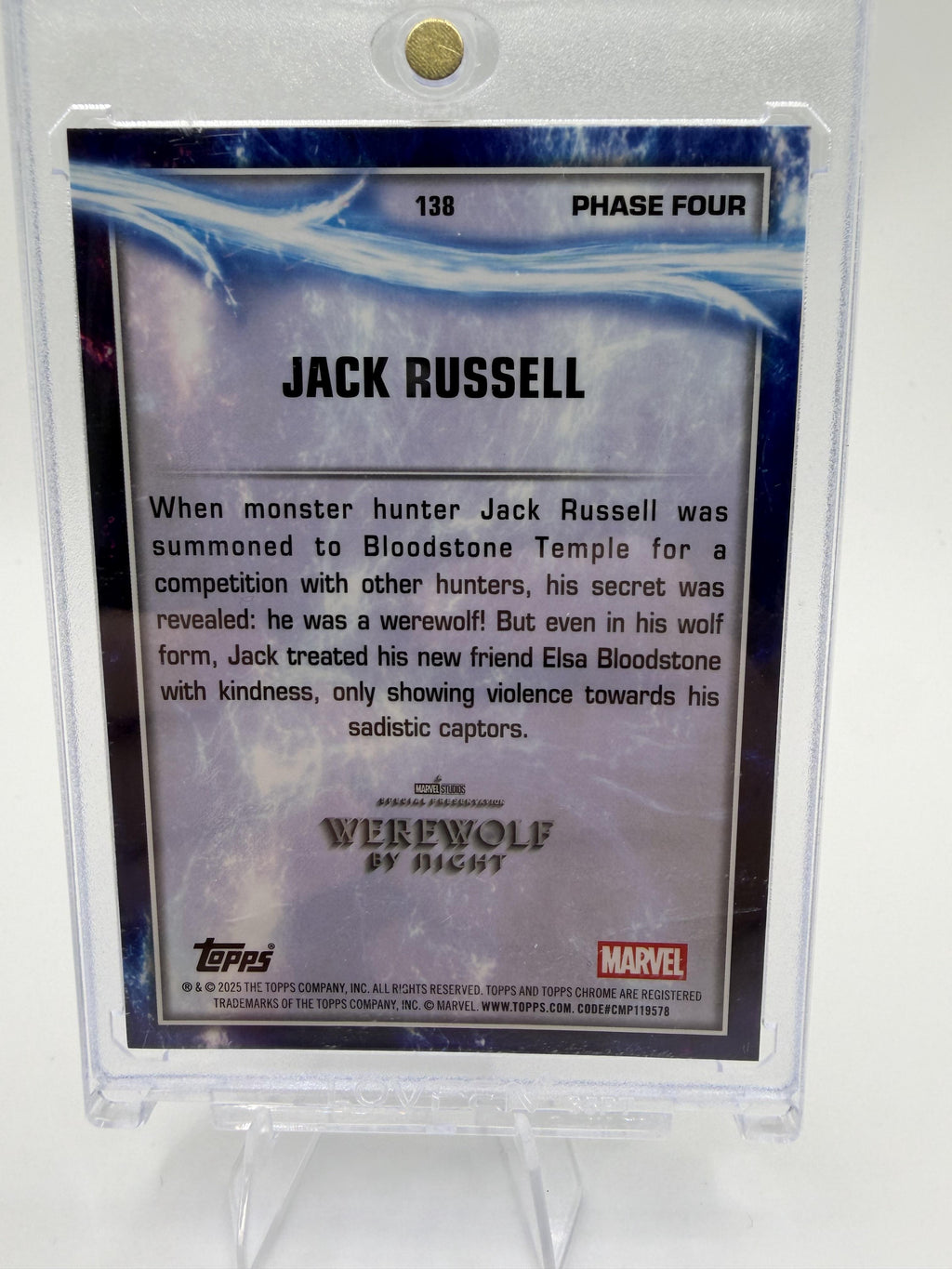 2025 Topps Chrome Marvel Jack Russell Werewolf by Night Blue Sapphire Card #138