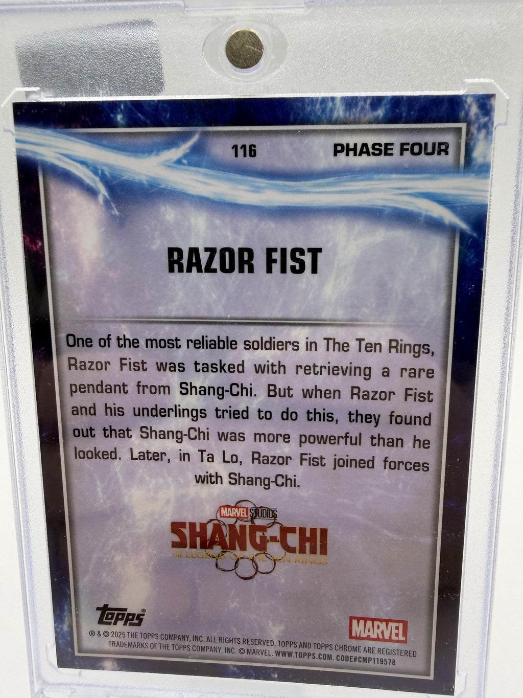 2025 Topps Chrome Marvel Razor Fist #116 Phase Four Blue Diamond Refractor Card