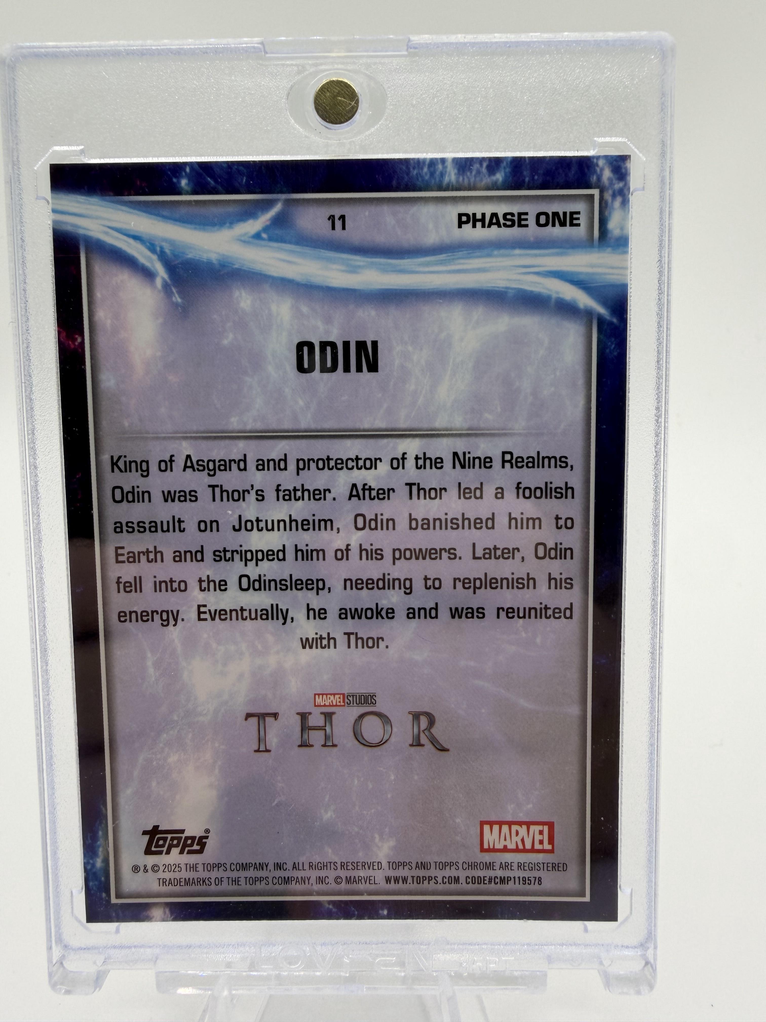2025 Topps Chrome Marvel Odin Phase One Blue Sapphire Parallel Card #11 Thor