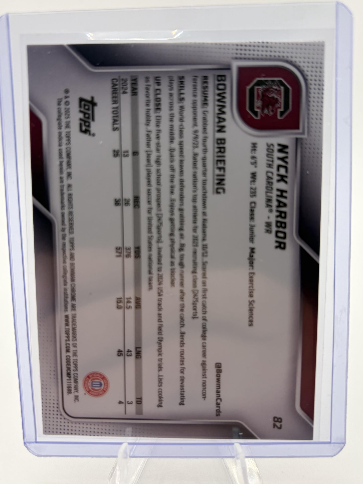2025 Bowman Chrome University Nyck Harbor 1st Pink Refractor Card #82