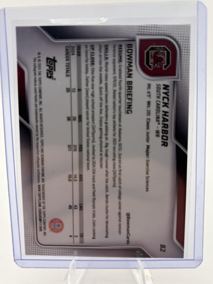 2025 Bowman Chrome University Nyck Harbor 1st Pink Refractor Card #82