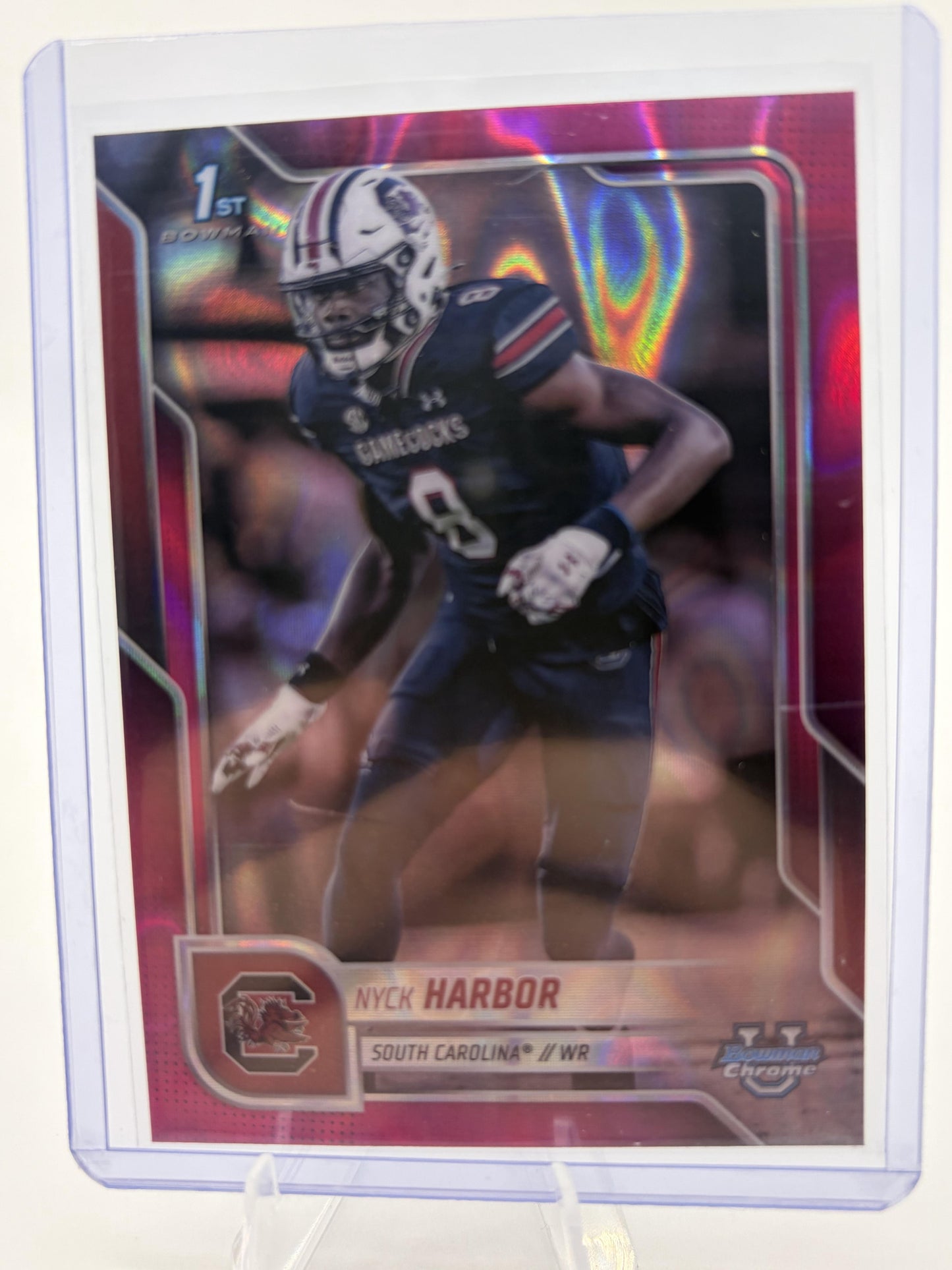 2025 Bowman Chrome University Nyck Harbor 1st Pink Refractor Card #82