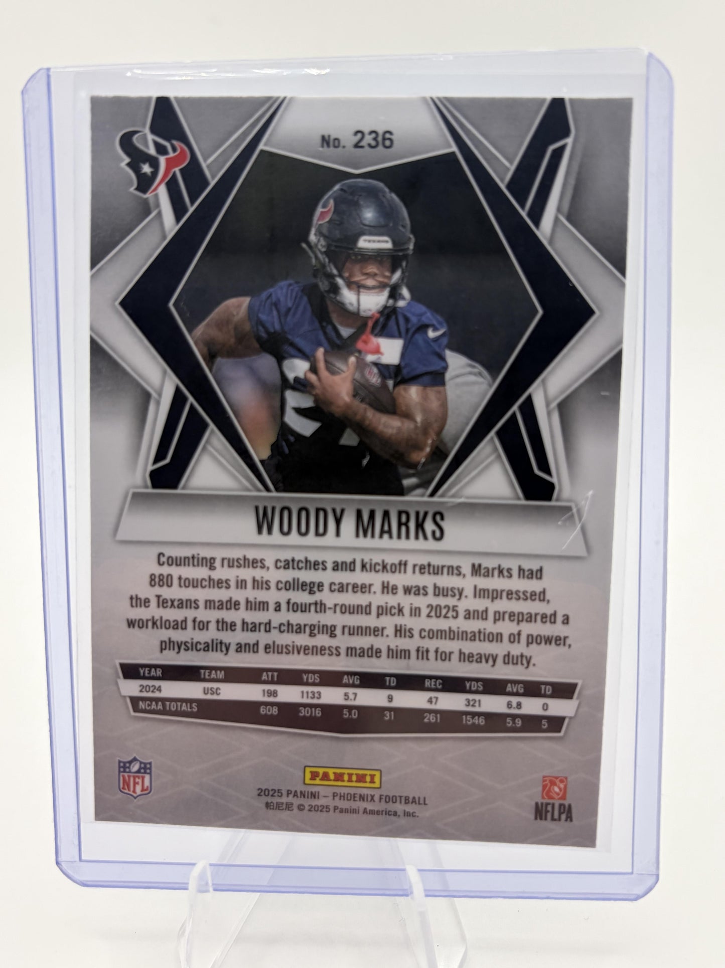 2025 Panini Phoenix Woody Marks Silver Prizm Rookie RC Card #236 Texans