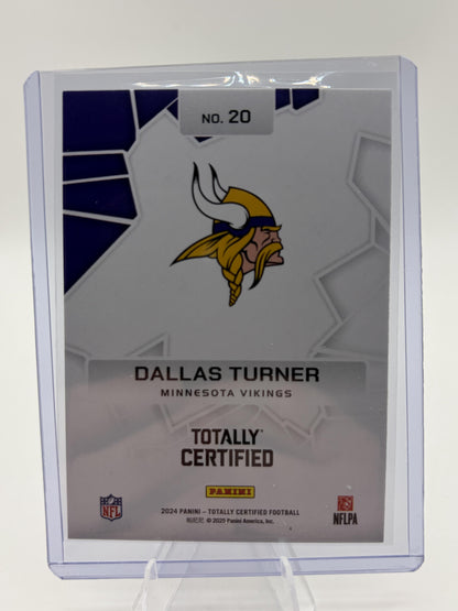2024 Panini Totally Certified Dallas Turner Intriguing Players Rookie Card #20