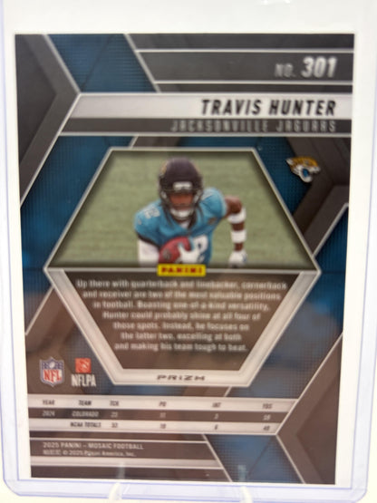 2025 Panini Mosaic Travis Hunter Rookie Card #301 Purple Mosaic Prizm Card