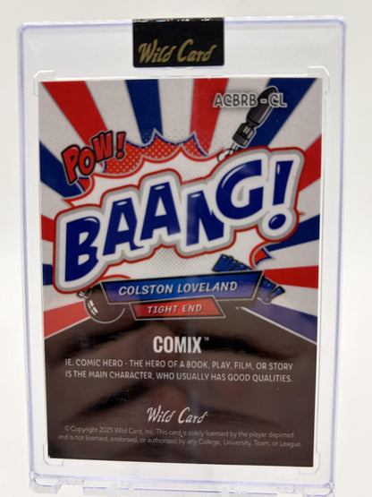 2025 Wild Card Comix Colston Loveland BAANG! Rookie Card /20 Michigan RC