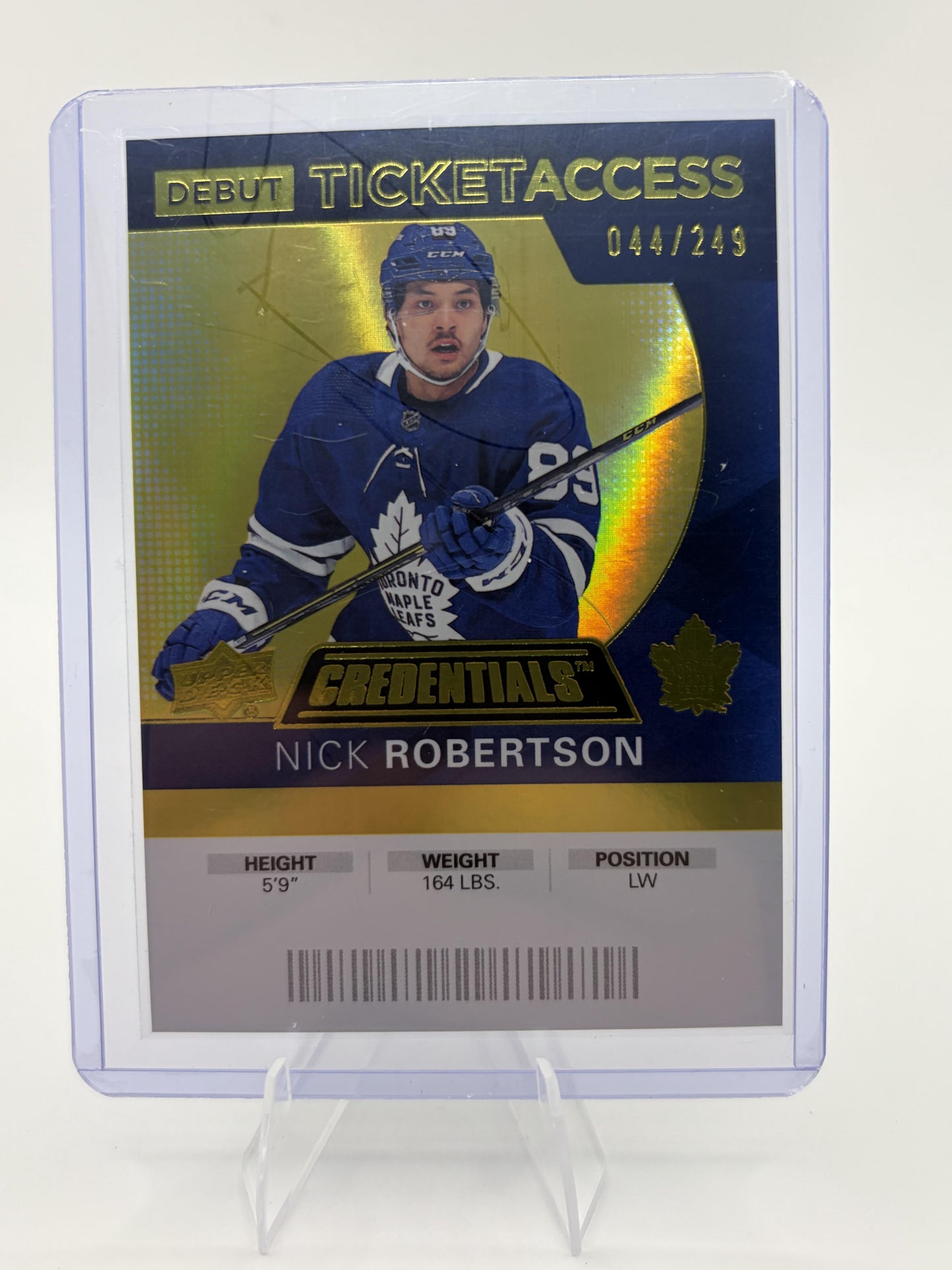 2020-21 UD Credentials Nick Robertson Debut Ticket Access RC Card /249 #148