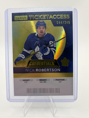 2020-21 UD Credentials Nick Robertson Debut Ticket Access RC Card /249 #148