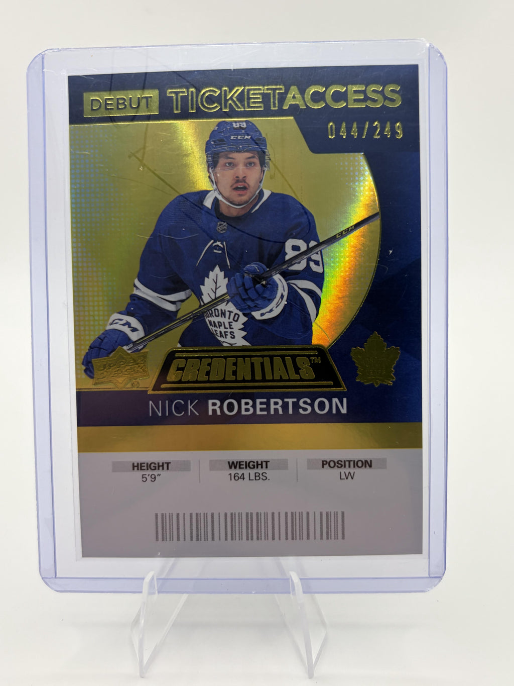 2020-21 UD Credentials Nick Robertson Debut Ticket Access RC Card /249 #148