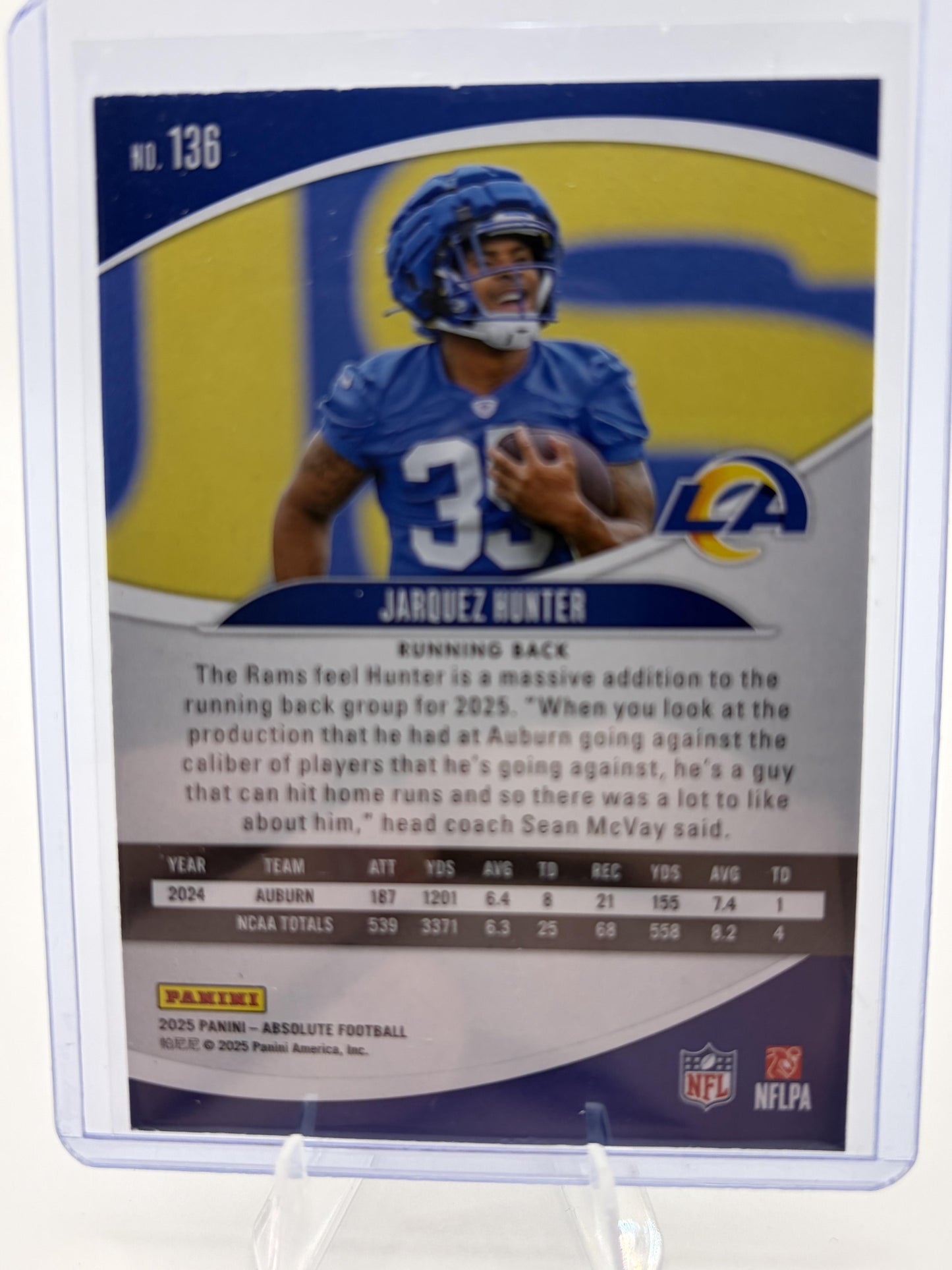 2025 Panini Absolute Jarquez Hunter Rookie RC Card #136 Rams