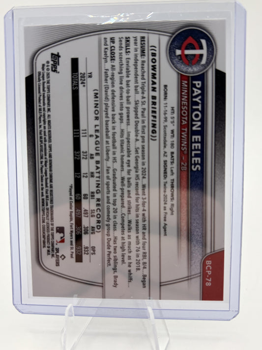2025 Bowman Chrome Payton Eeles Card #BCP-78 Minnesota Twins Prospect