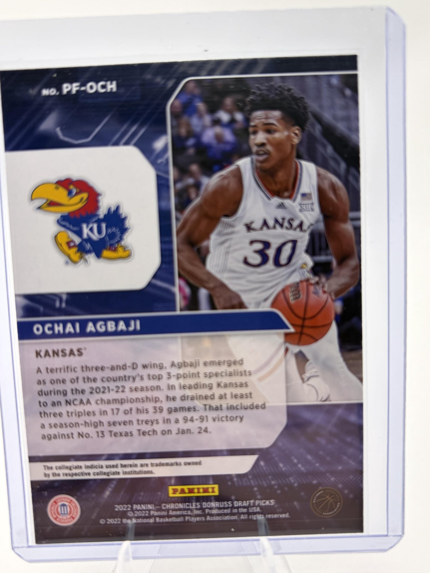 2022 Donruss Ochai Agbaji Power Formulas Insert Card #PF-OCH Kansas Jayhawks