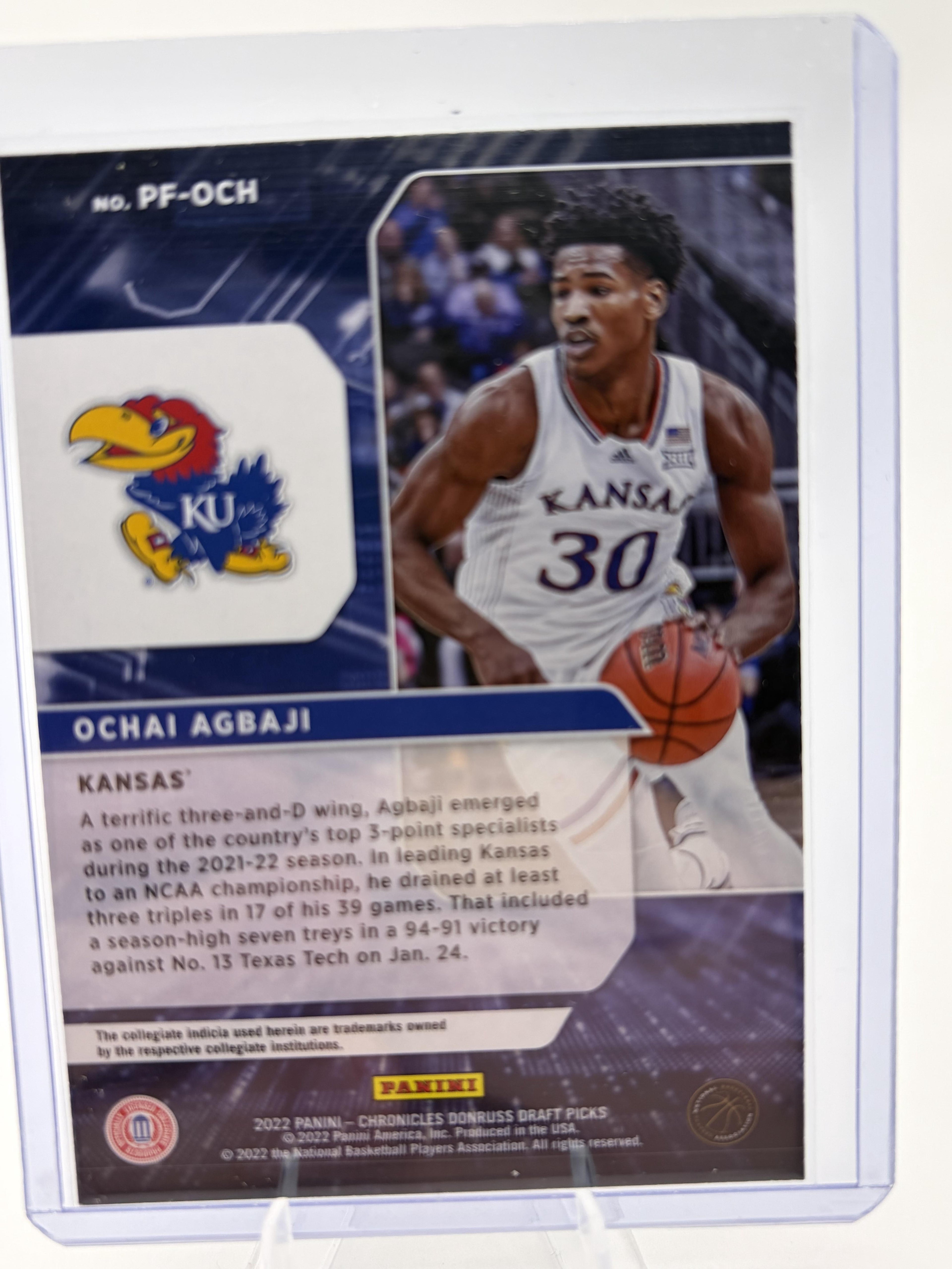 2022 Donruss Ochai Agbaji Power Formulas Insert Card #PF-OCH Kansas Jayhawks