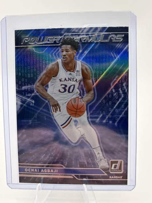 2022 Donruss Ochai Agbaji Power Formulas Insert Card #PF-OCH Kansas Jayhawks