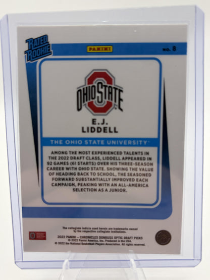 2022 Donruss Optic E.J. Liddell Rated Rookie Holo Card #8 Ohio State Buckeyes