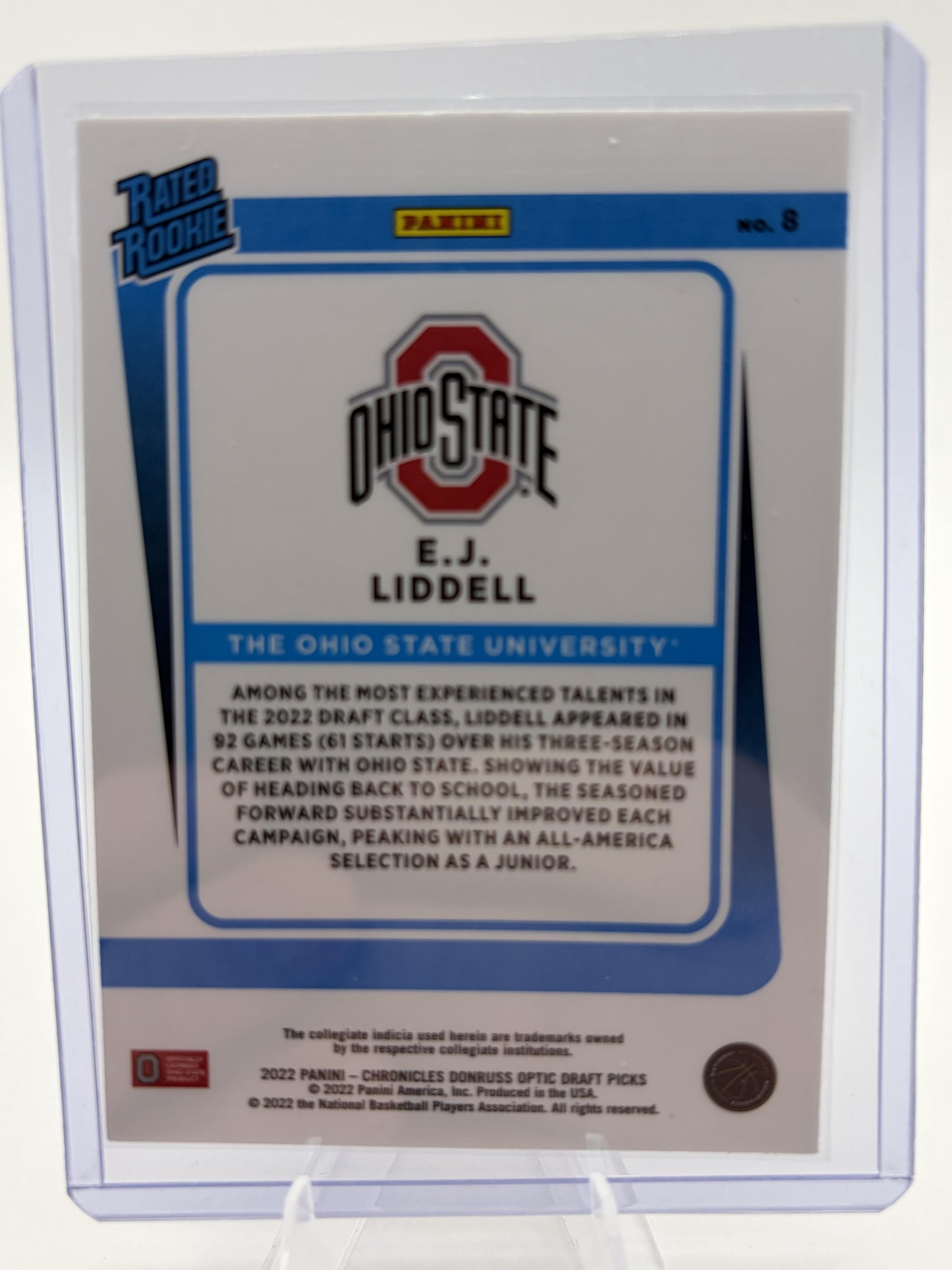 2022 Donruss Optic E.J. Liddell Rated Rookie Holo Card #8 Ohio State Buckeyes