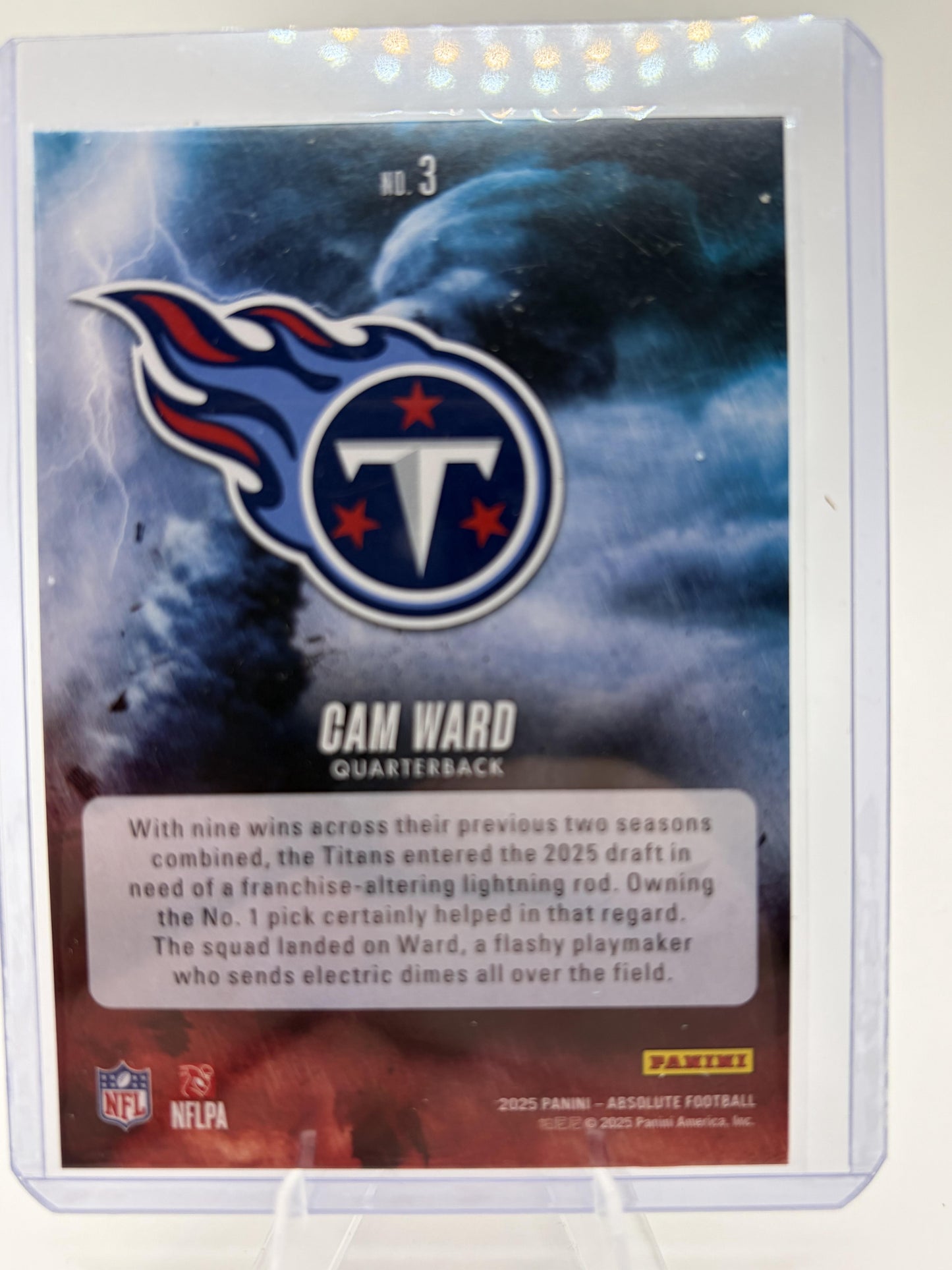 2025 Panini Absolute Cam Ward By Storm Insert Card #3 Titans RC