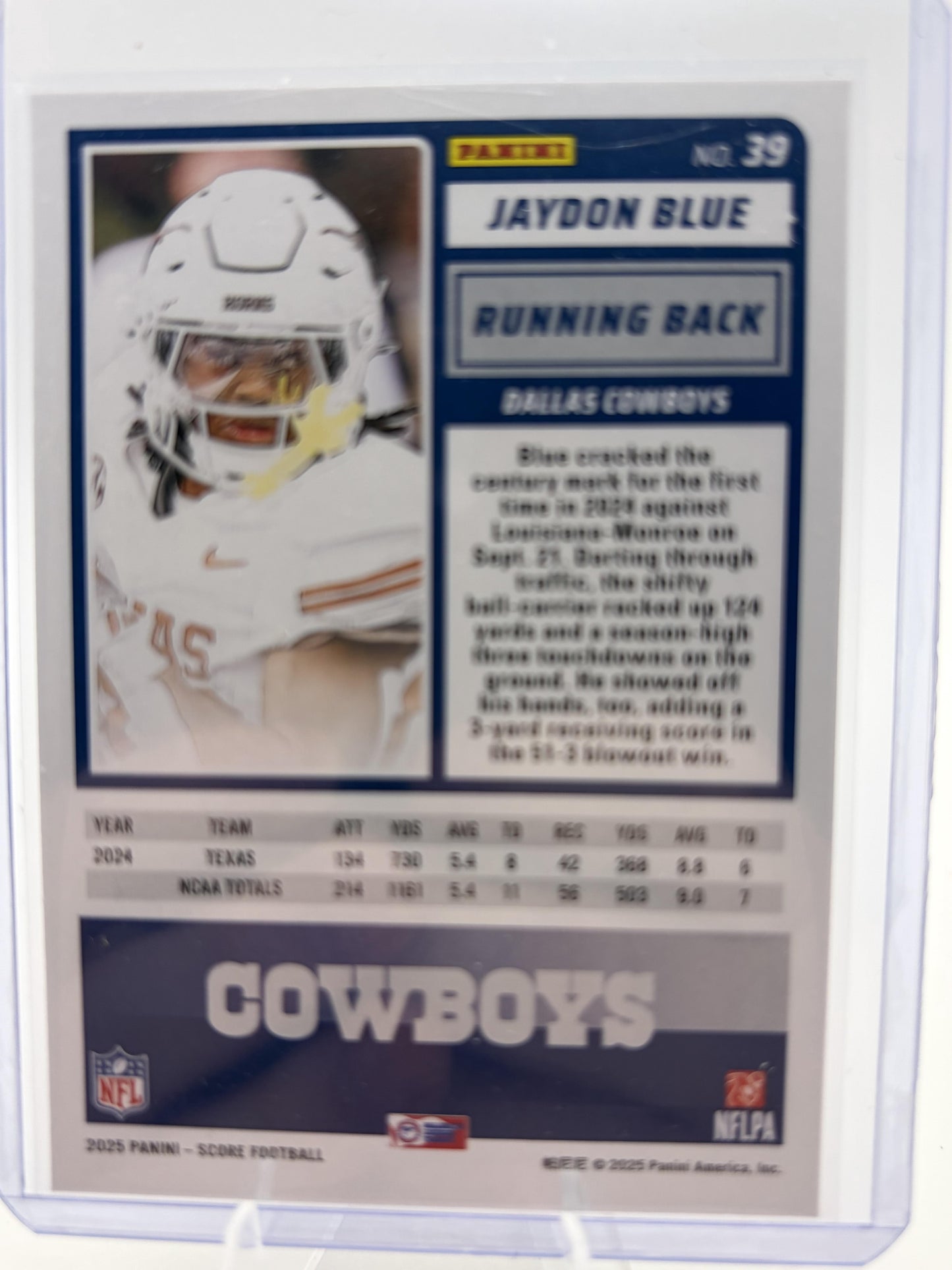 2025 Panini Score Jaydon Blue Rookie Card #39 Cowboys RC