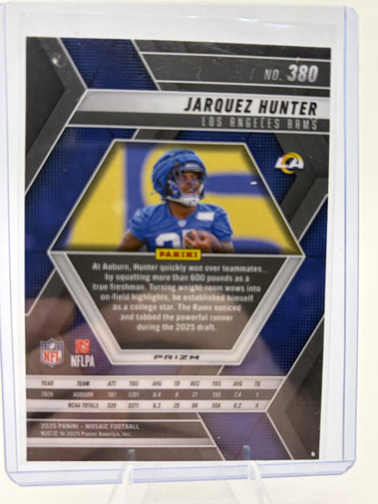 2025 Panini Mosaic Jarquez Hunter Green Mosaic Prizm Card #380 Rams RC