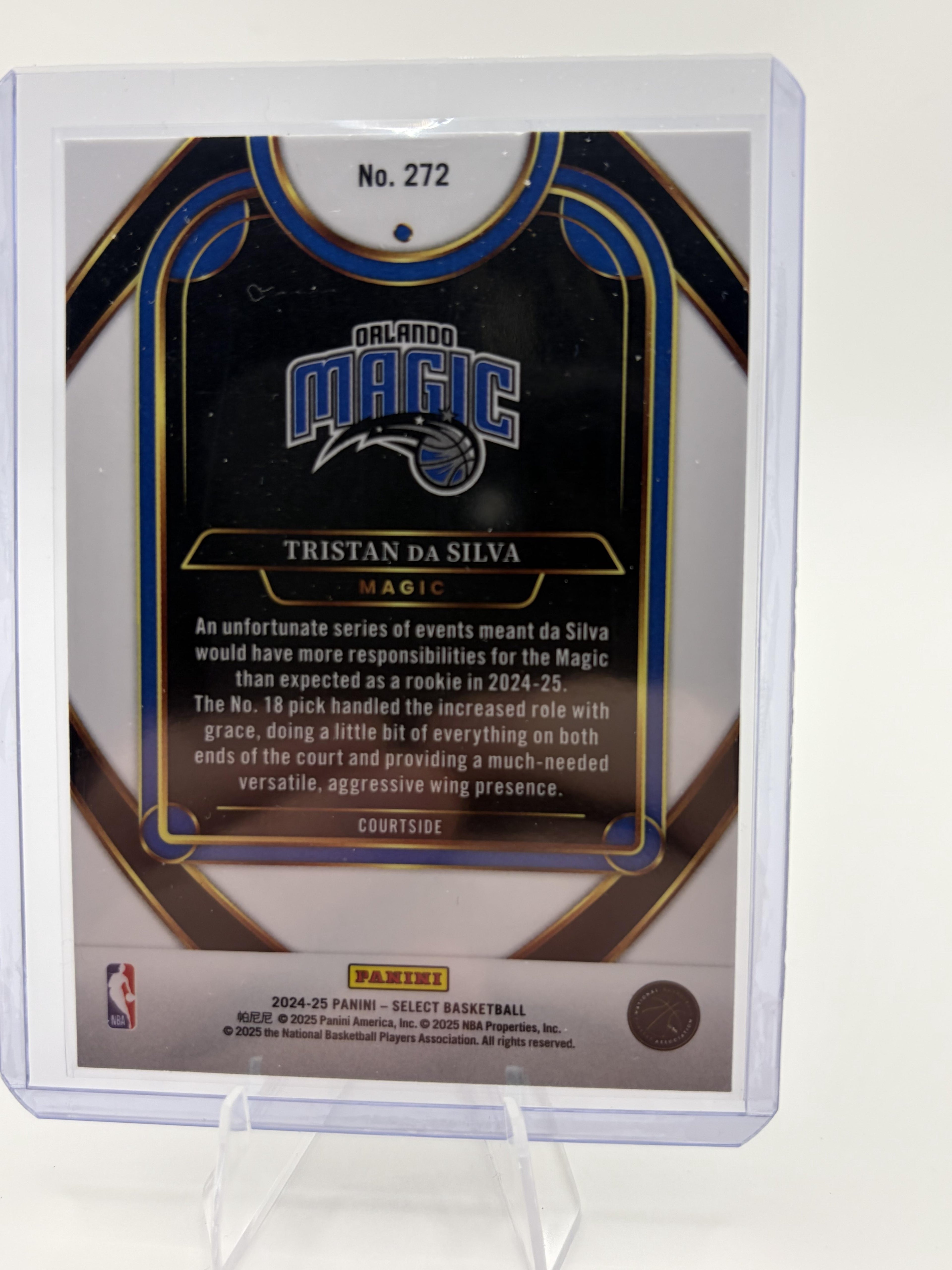 2024-25 Panini Select Tristan Da Silva Blue Courtside Prizm Card #272 Magic RC