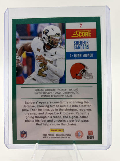 2025 Panini Score Shedeur Sanders Throwback RC Rookie Browns Card #2