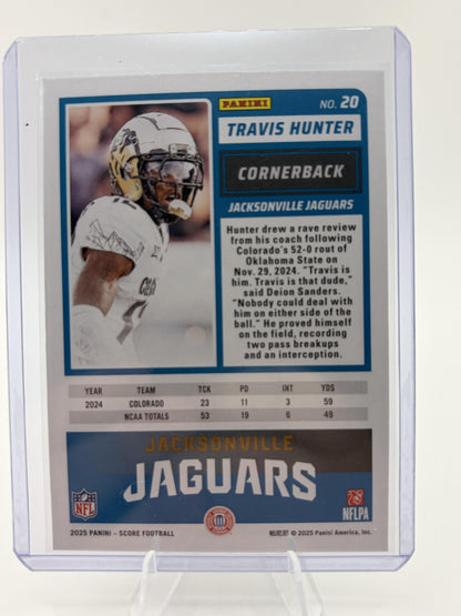 2025 Panini Score Travis Hunter RC Rookie Jacksonville Jaguars Card #20