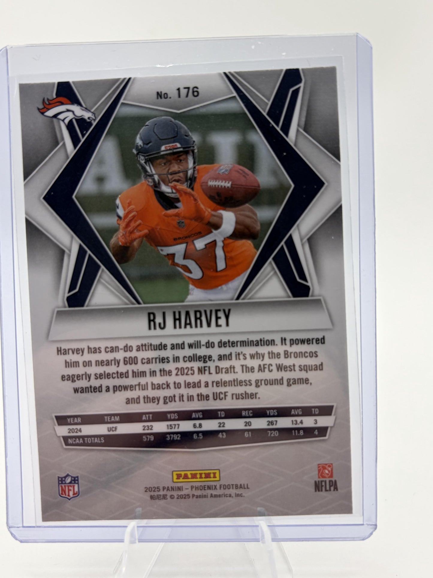 2025 Panini Phoenix RJ Harvey RC Rookie Denver Broncos Card #176