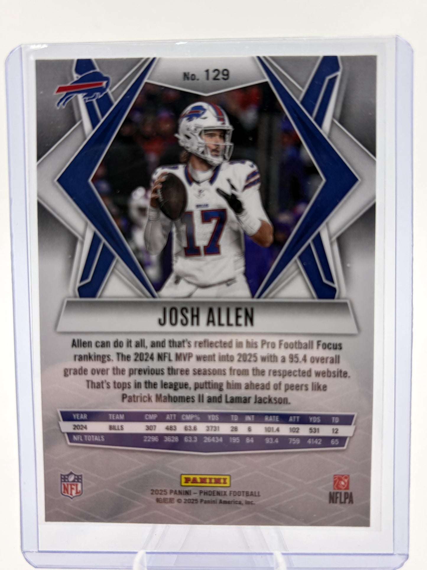 2025 Panini Phoenix Josh Allen Silver Prizm Buffalo Bills Card #129