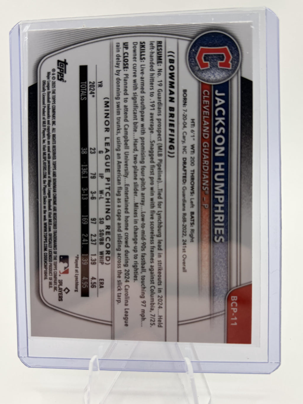 2025 Bowman Chrome Jackson Humphries 1st Bowman Card #BCP-11 Guardians