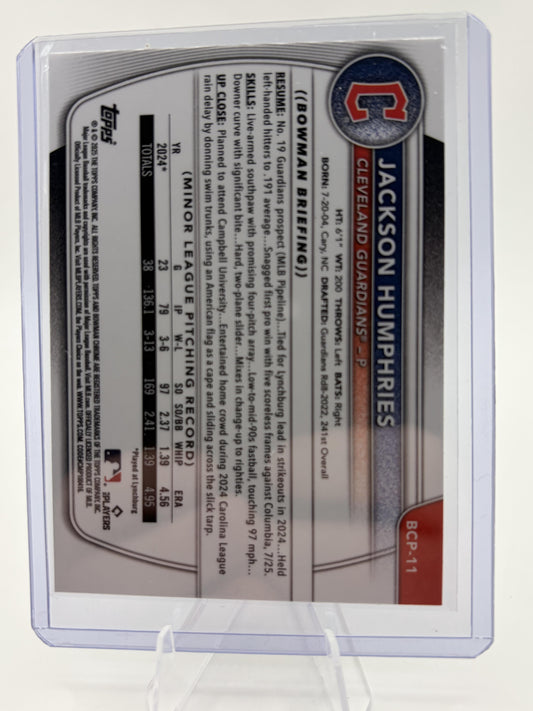 2025 Bowman Chrome Jackson Humphries 1st Bowman Card #BCP-11 Guardians