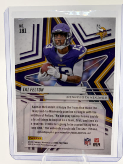 2025 Panini Rookies & Stars Tai Felton Rookie Card #181 Vikings RC