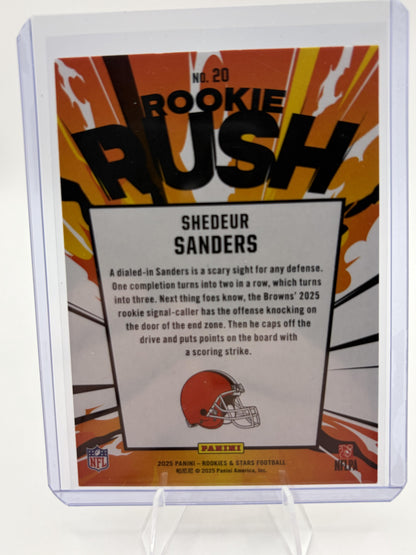 2025 Panini Rookies & Stars Shedeur Sanders Rookie Rush RC Card #20 Browns