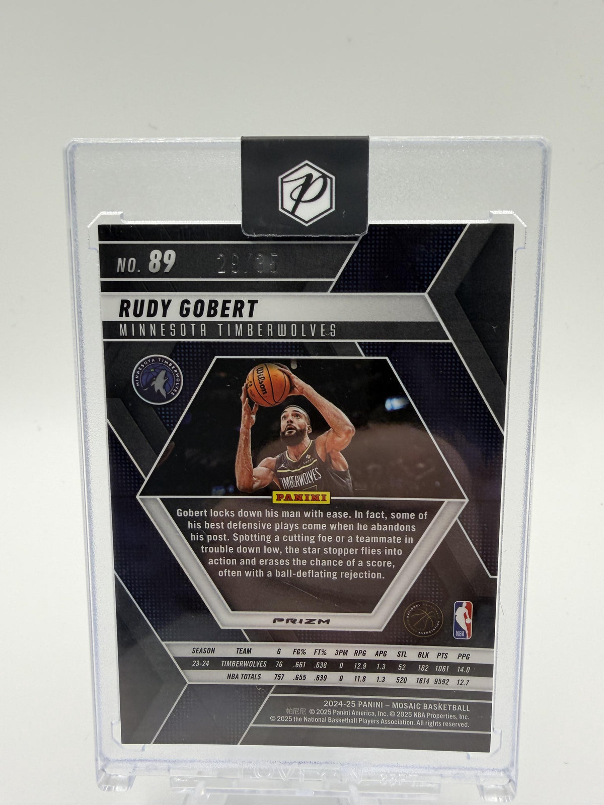 2024 Panini Mosaic Rudy Gobert Blue Camo Disco Prizm Card /35 Timberwolves #89
