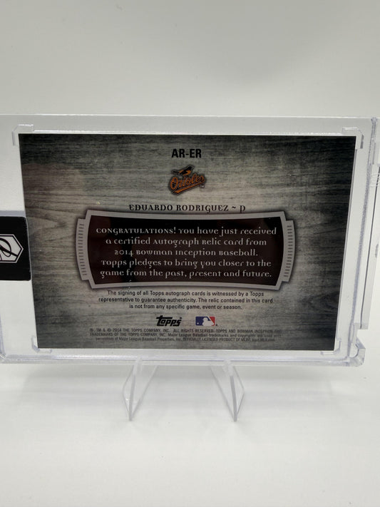 2014 Bowman Inception Eduardo Rodriguez Rookie Auto Patch Card AR-ER Orioles