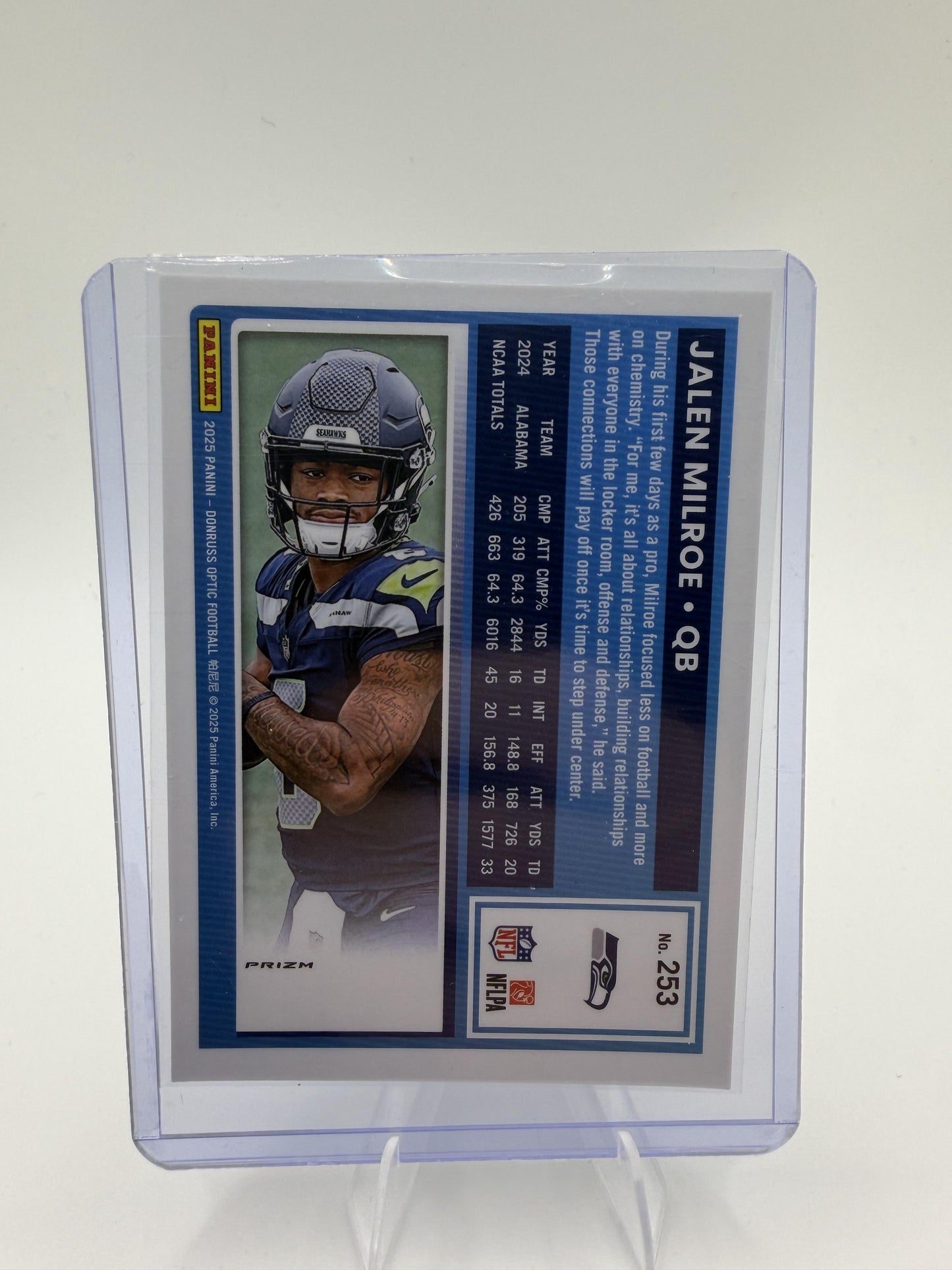 2025 Donruss Optic Jalen Milroe Rated Rookie Silver Holo Prizm Card #253 RC