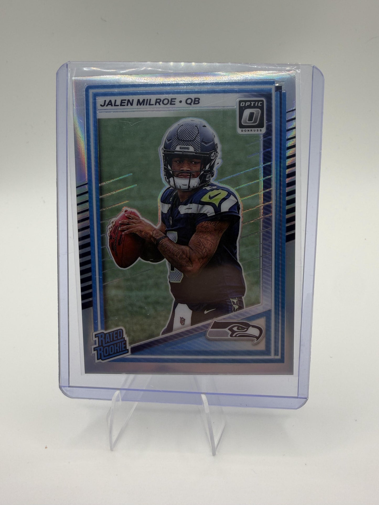 2025 Donruss Optic Jalen Milroe Rated Rookie Silver Holo Prizm Card #253 RC