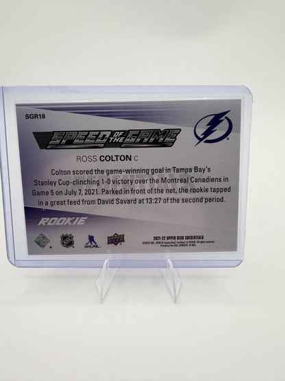 2021-22 Upper Deck Credentials Ross Colton Rookie Speed of the Game Card SGR18