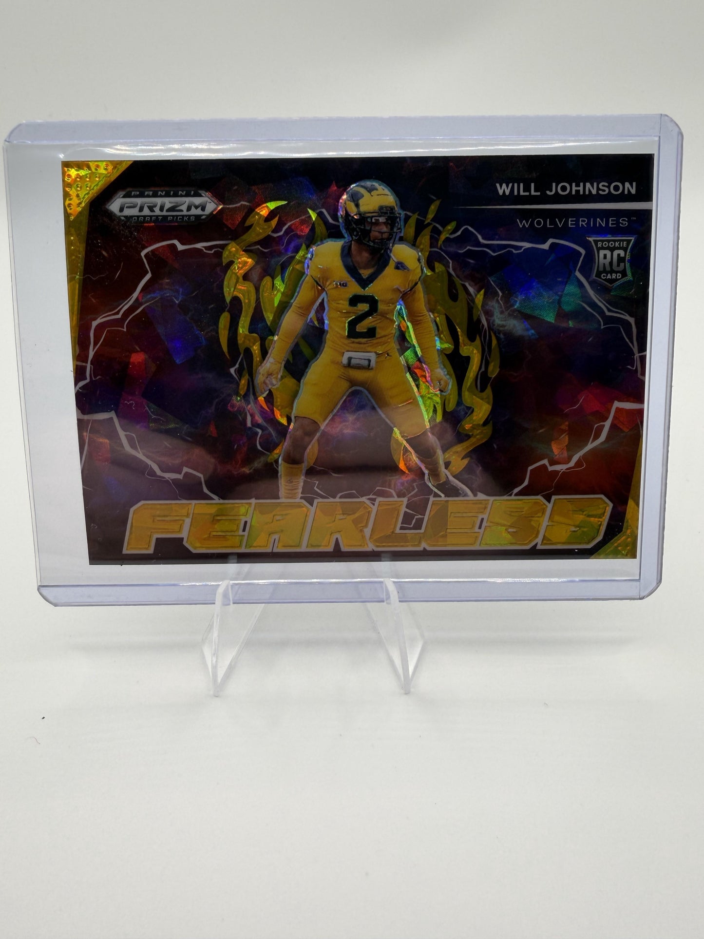 2025 Panini Prizm Draft Picks Will Johnson Fearless Gold Lazer RC #F-WJN Card