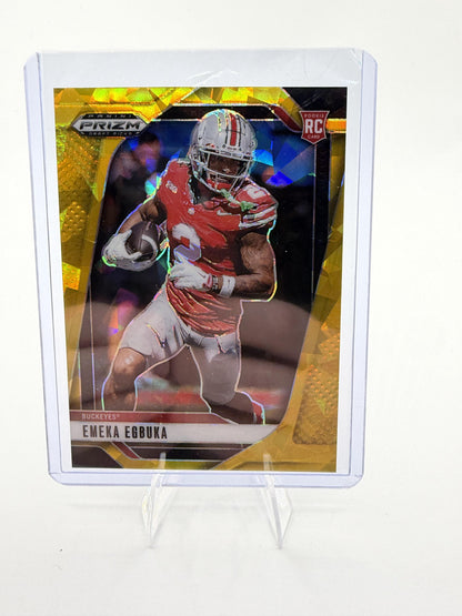 2025 Panini Prizm Draft Picks Emeka Egbuka Gold Lazer Prizm RC #85 Ohio St Card