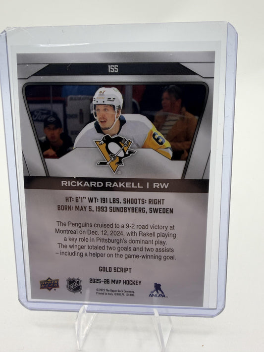 2025-26 Upper Deck MVP Rickard Rakell Gold Script #155 Penguins Card