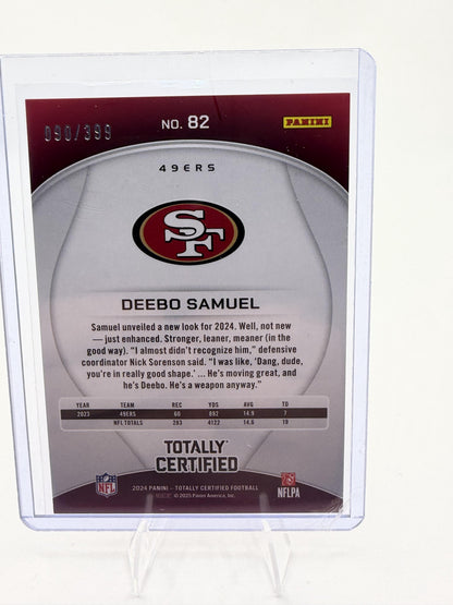 2024 Panini Totally Certified Deebo Samuel Gold Mirror Card /399 #82 49ers
