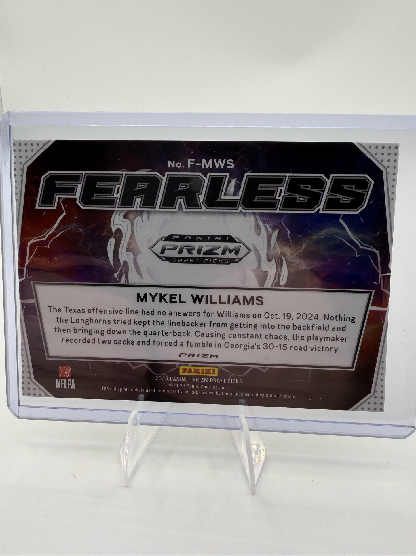 2025 Panini Prizm Draft Picks Mykel Williams Fearless Gold Ice RC Georgia #F-MWS