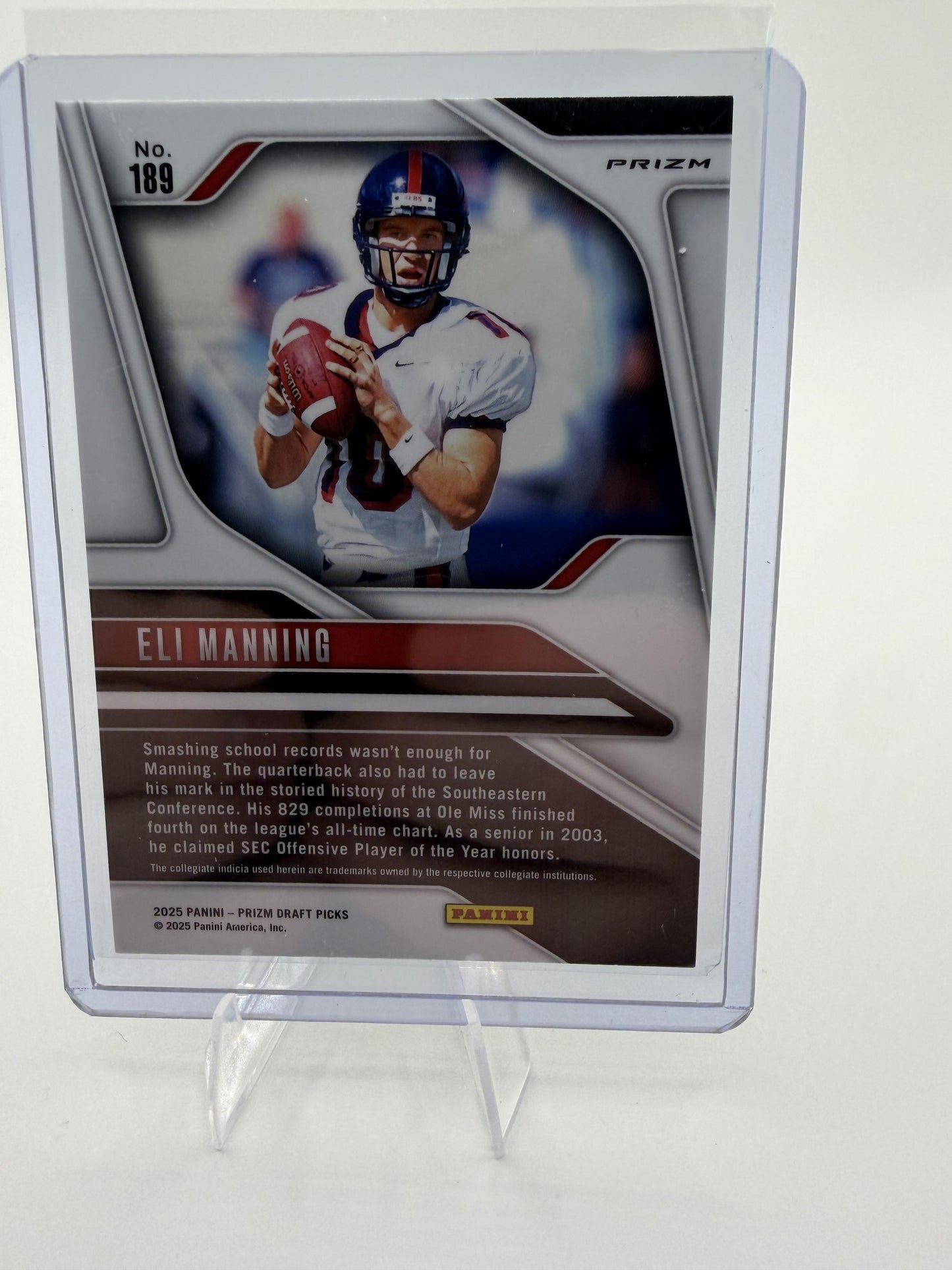 2025 Panini Prizm Draft Picks Eli Manning Gold Ice Prizm Ole Miss Rebels #189